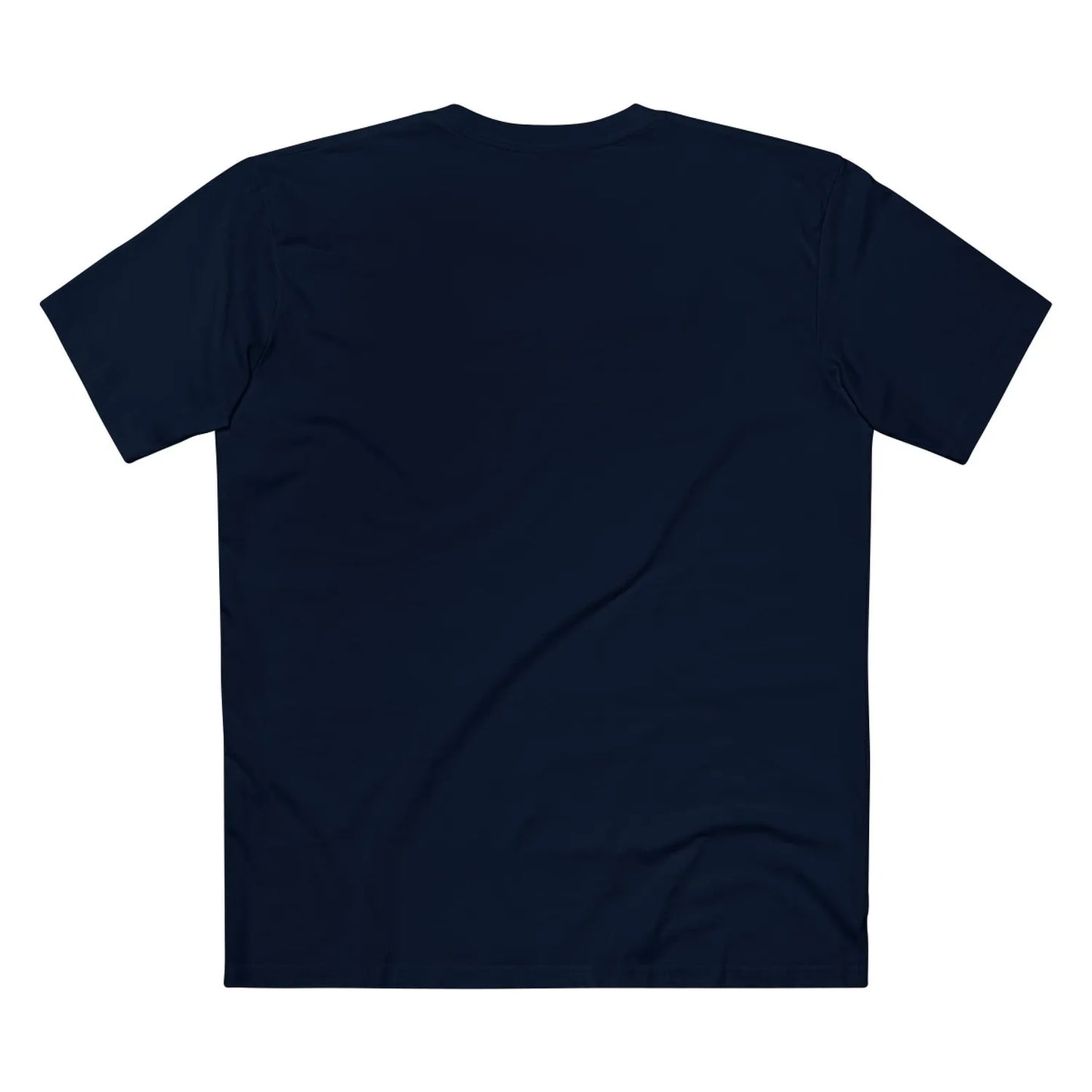 Back view of navy AS Colour 5001 tee, blank back, minimalist front-only design.