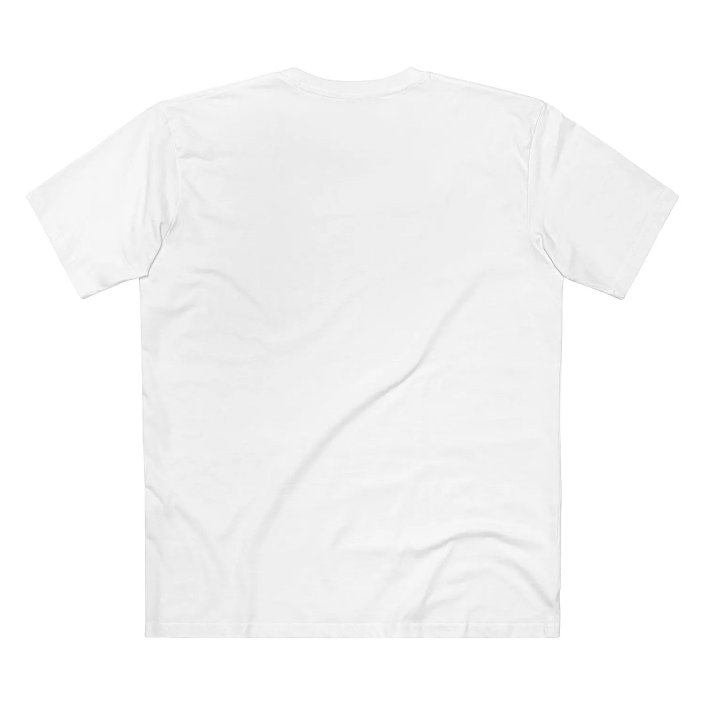 Back view of white AS Colour 5001 tee, blank back, minimalist front-only design.