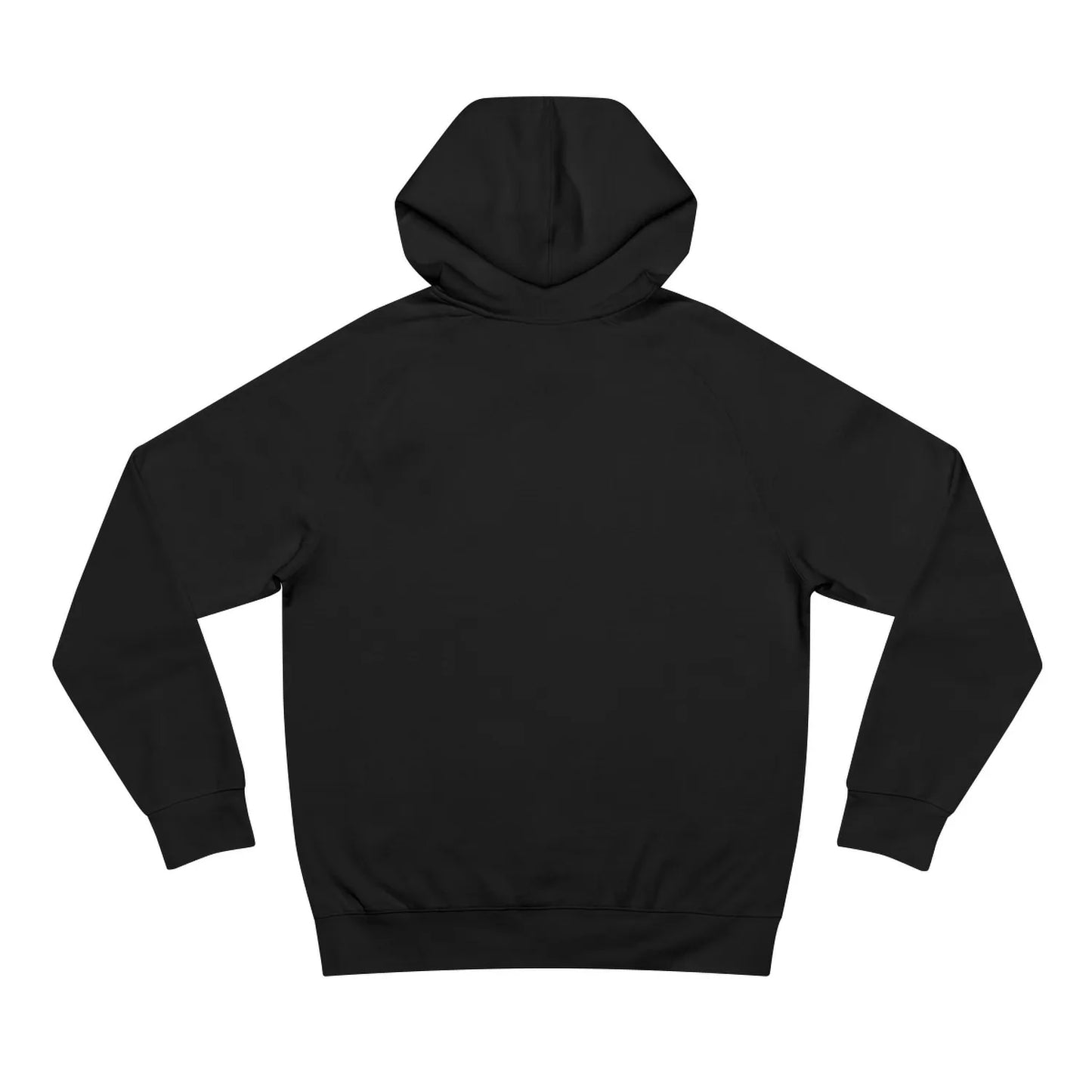 Back view of black AS Colour 5101 hoodie, blank back, minimalist front-only design.