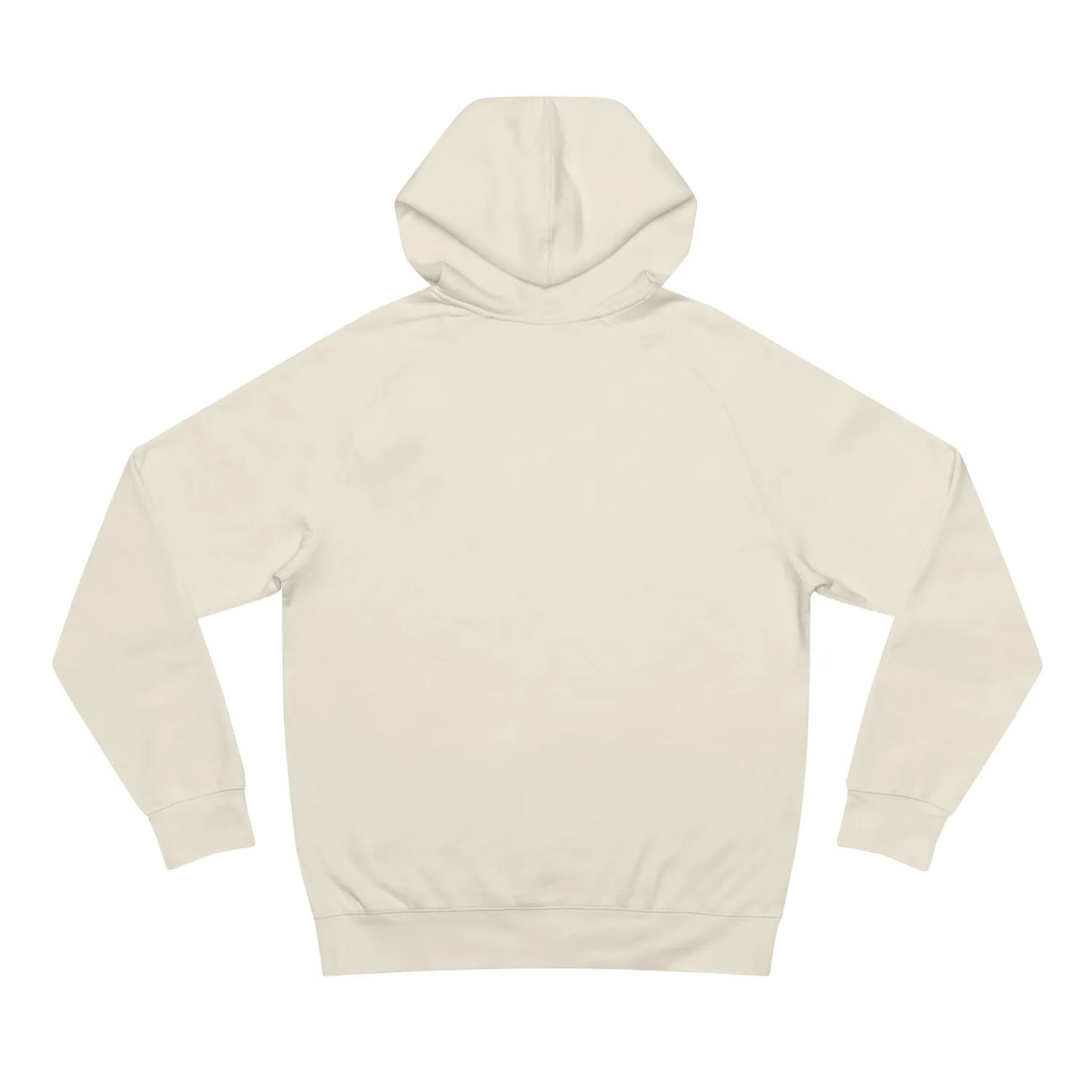 Back view of ecru AS Colour 5101 hoodie, blank back, minimalist front-only design.