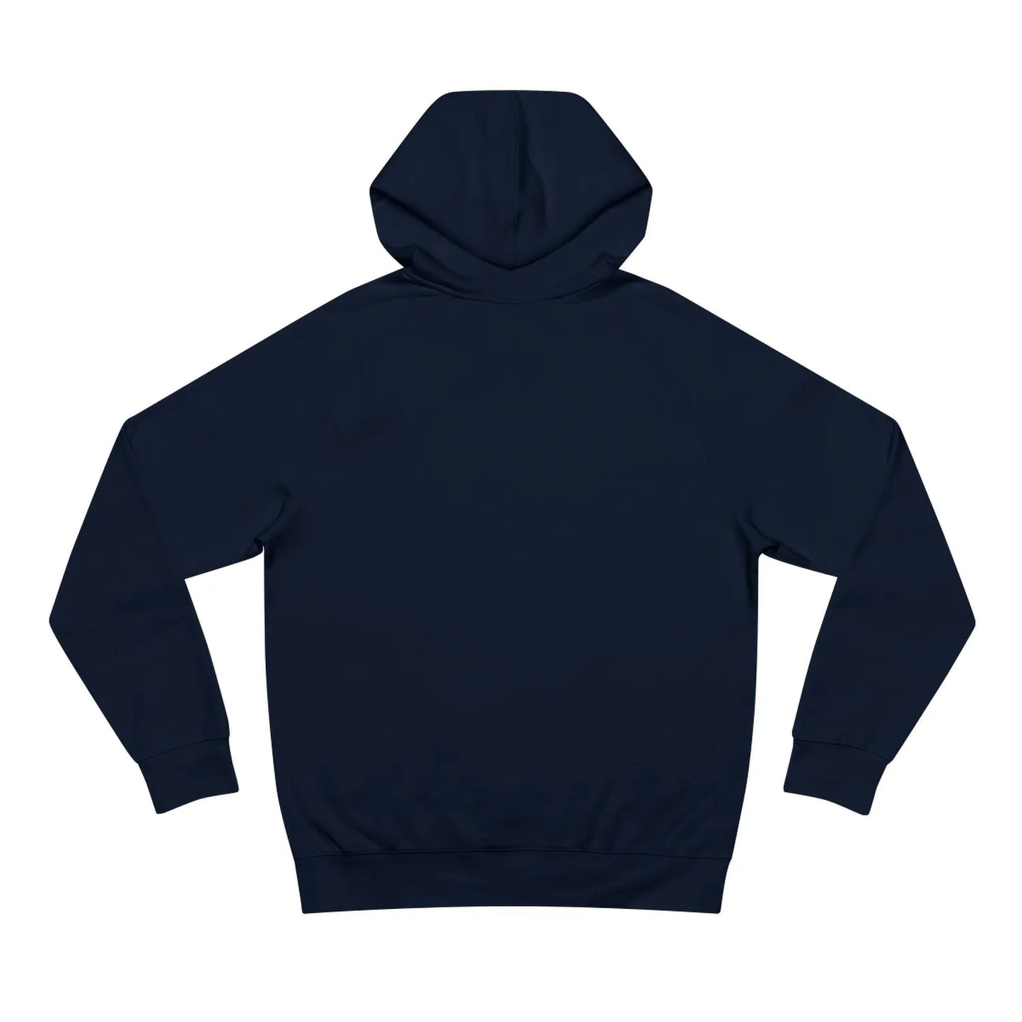 Back view of navy AS Colour 5101 hoodie, blank back, minimalist front-only design.