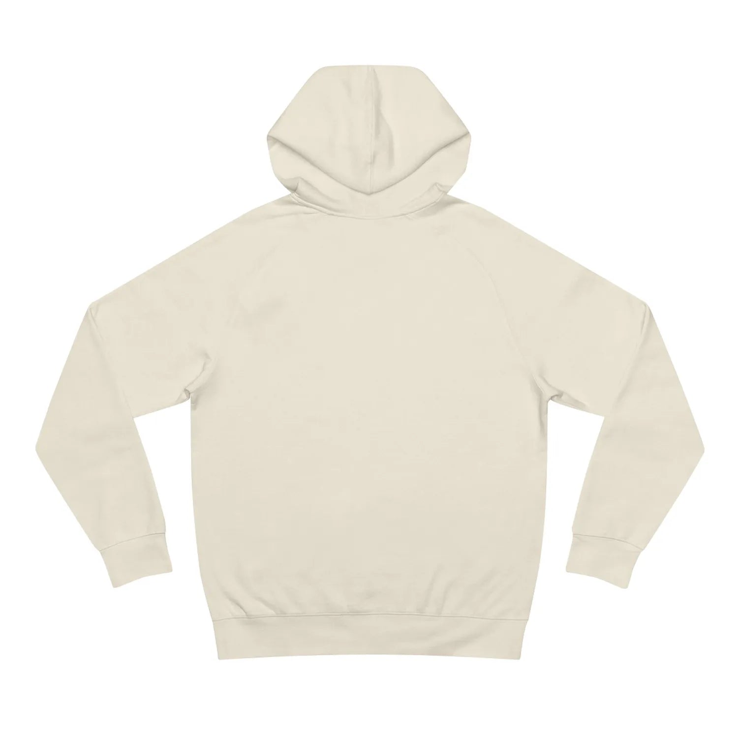Back view of ecru AS Colour 5101 hoodie, blank back, minimalist front-only design.