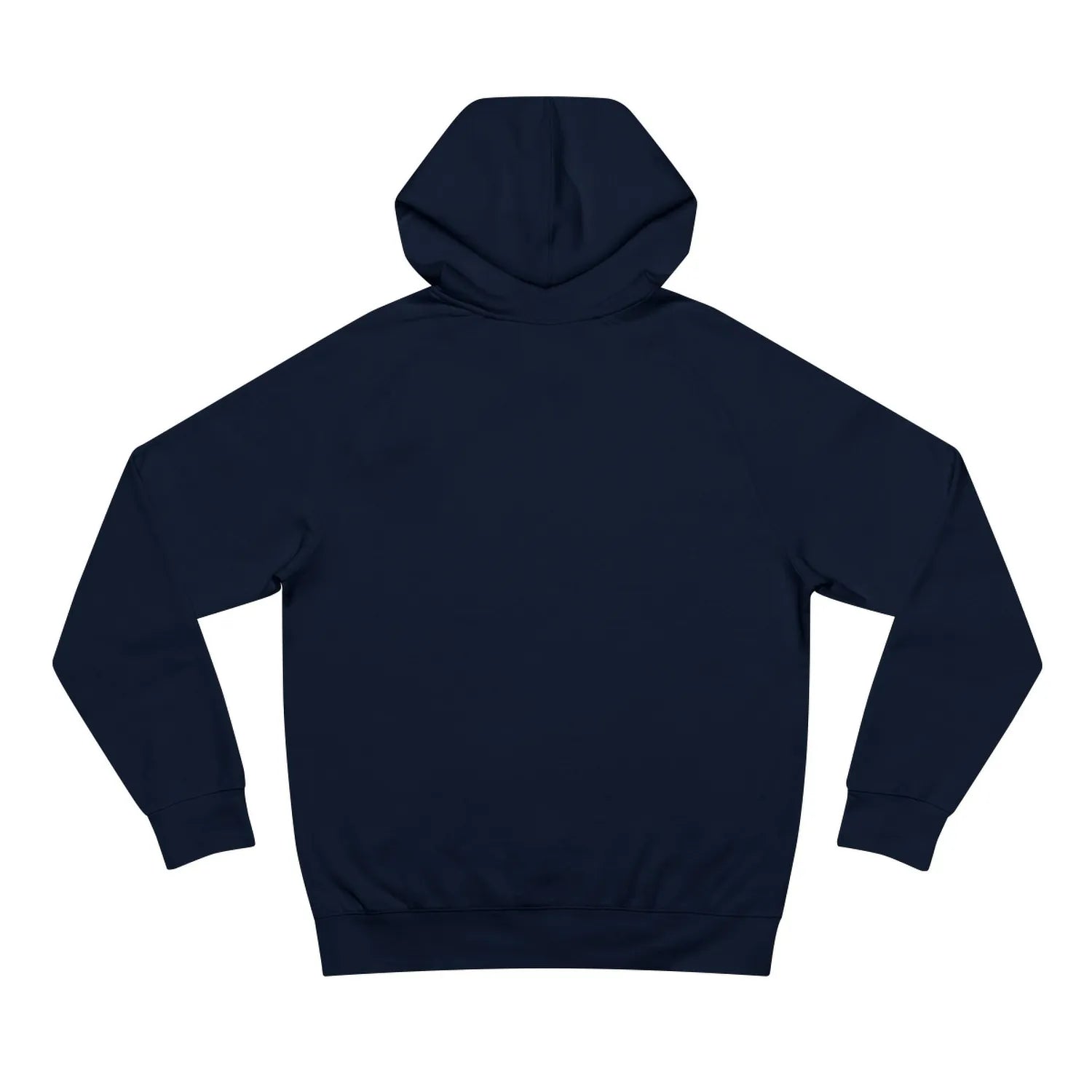 Back view of navy AS Colour 5101 hoodie, blank back, minimalist front-only design.